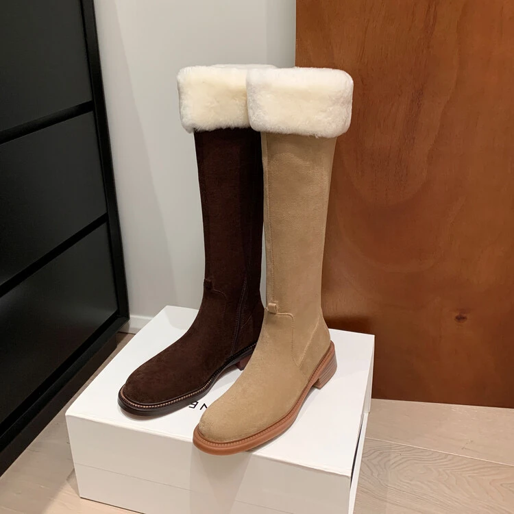 手工鞋 2024冬季新款甜美毛毛长靴L2891