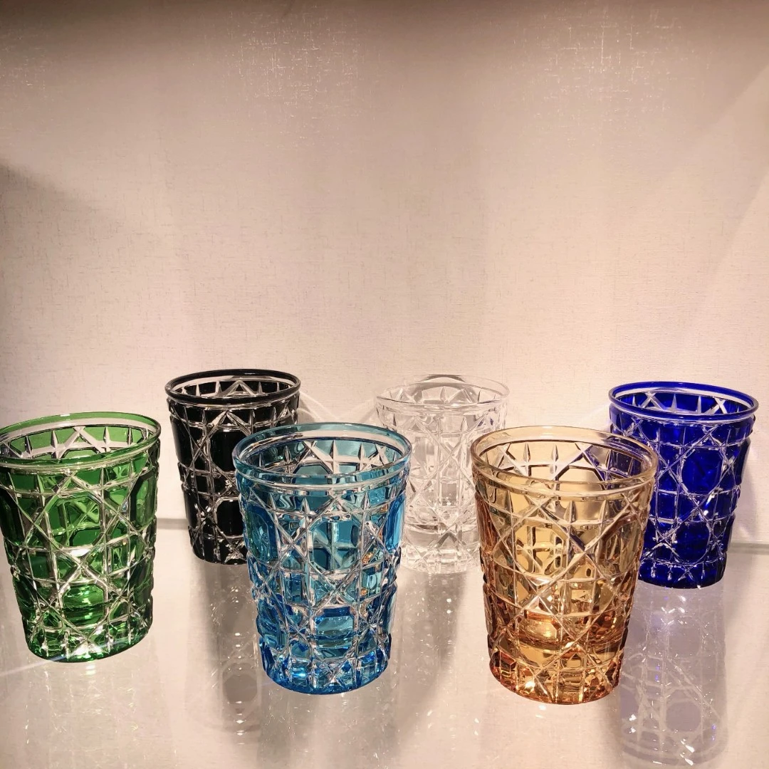 工厂店【藤格纹】限量进口捷克水晶系列多色经典水晶杯水杯手工奢华