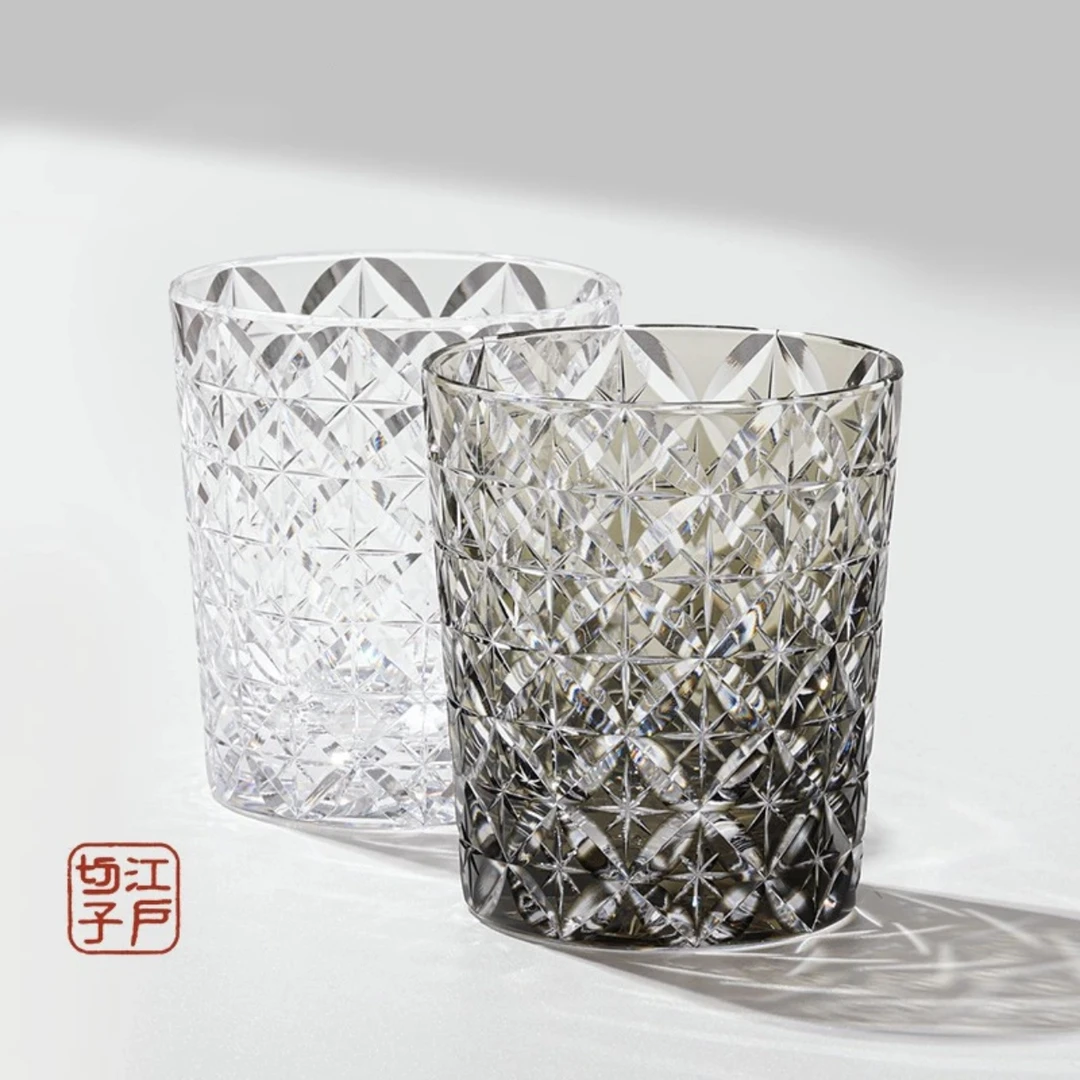 工厂店【七宝】江户切子水晶杯手工日式创意威士忌洋酒杯无铅家用杯