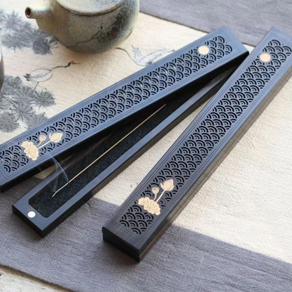 原木木香炉线香香盒整木镂空卧香炉沉香檀香烧香盒实木卧香盒