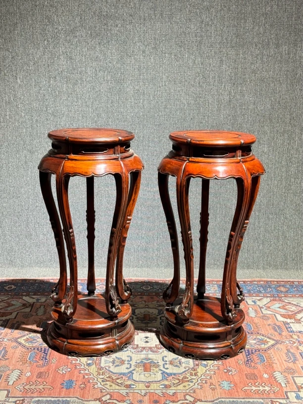 典藏 京城老赵木器【花架】古典家具 文房雅玩 高100直径37厘米