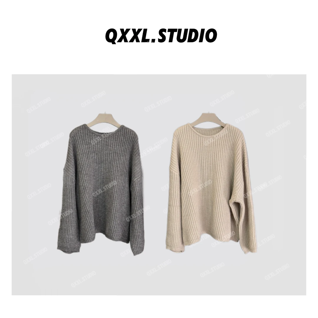 【QXXL】秋季韩系慵懒风宽松套头毛衣女软糯显瘦针织衫上衣
