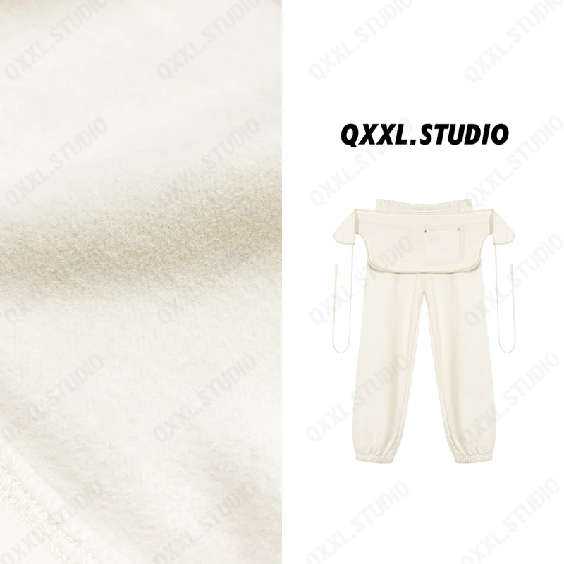 邱小小丽呀 (含屁帘)冬季新款韩系设计感高腰加绒加厚束脚卫裤