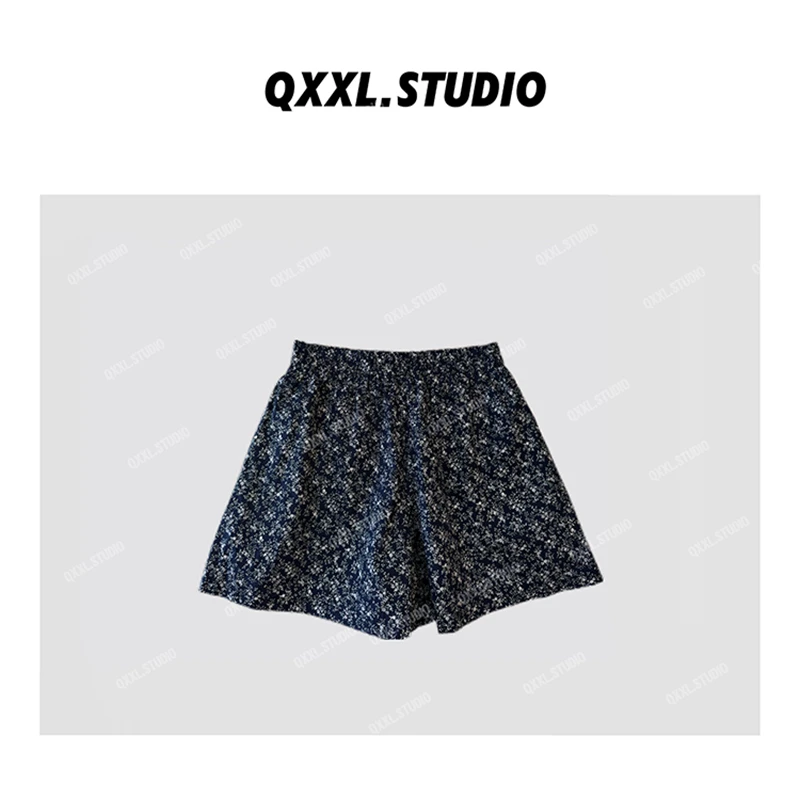 【QXXL】夏季新款韩系复古碎花阔腿休闲短裤时尚百搭南瓜裤