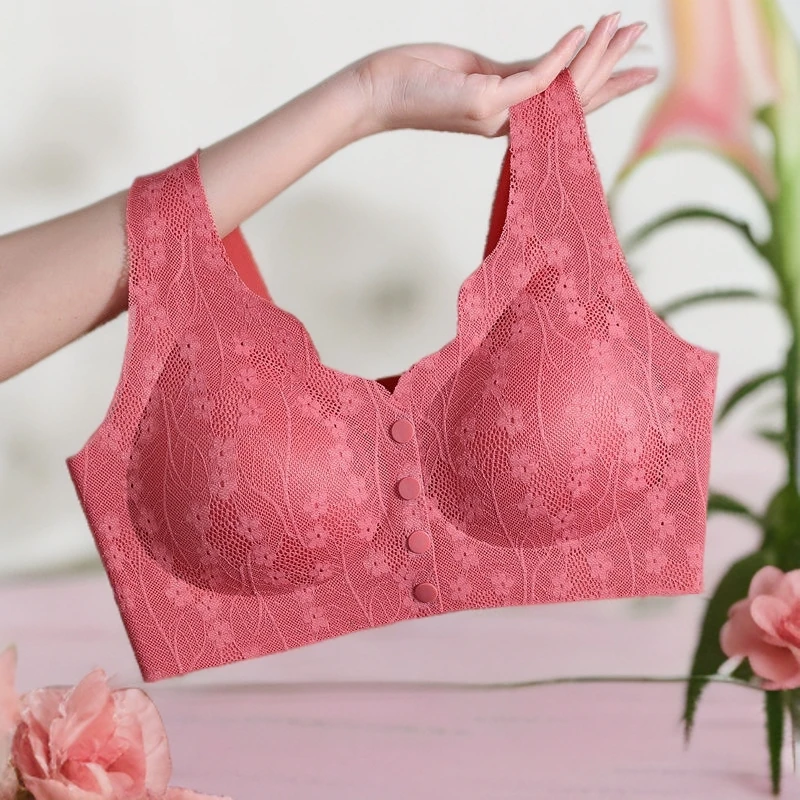 前扣文胸大码无痕背心式文胸中老年妈妈内都市丽中老年显小文胸