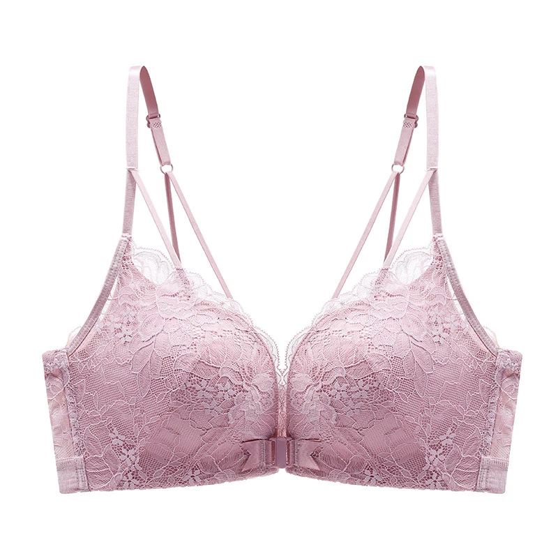 蕾丝内衣美背性感聚拢薄款小胸大码舒适女士法式女大胸蕾丝内衣