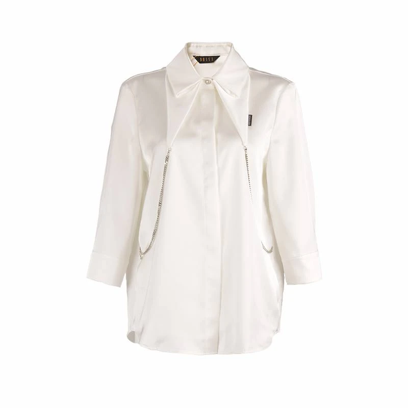 【冲】月牙湾翻领减龄时髦中袖衬衣AADL203109