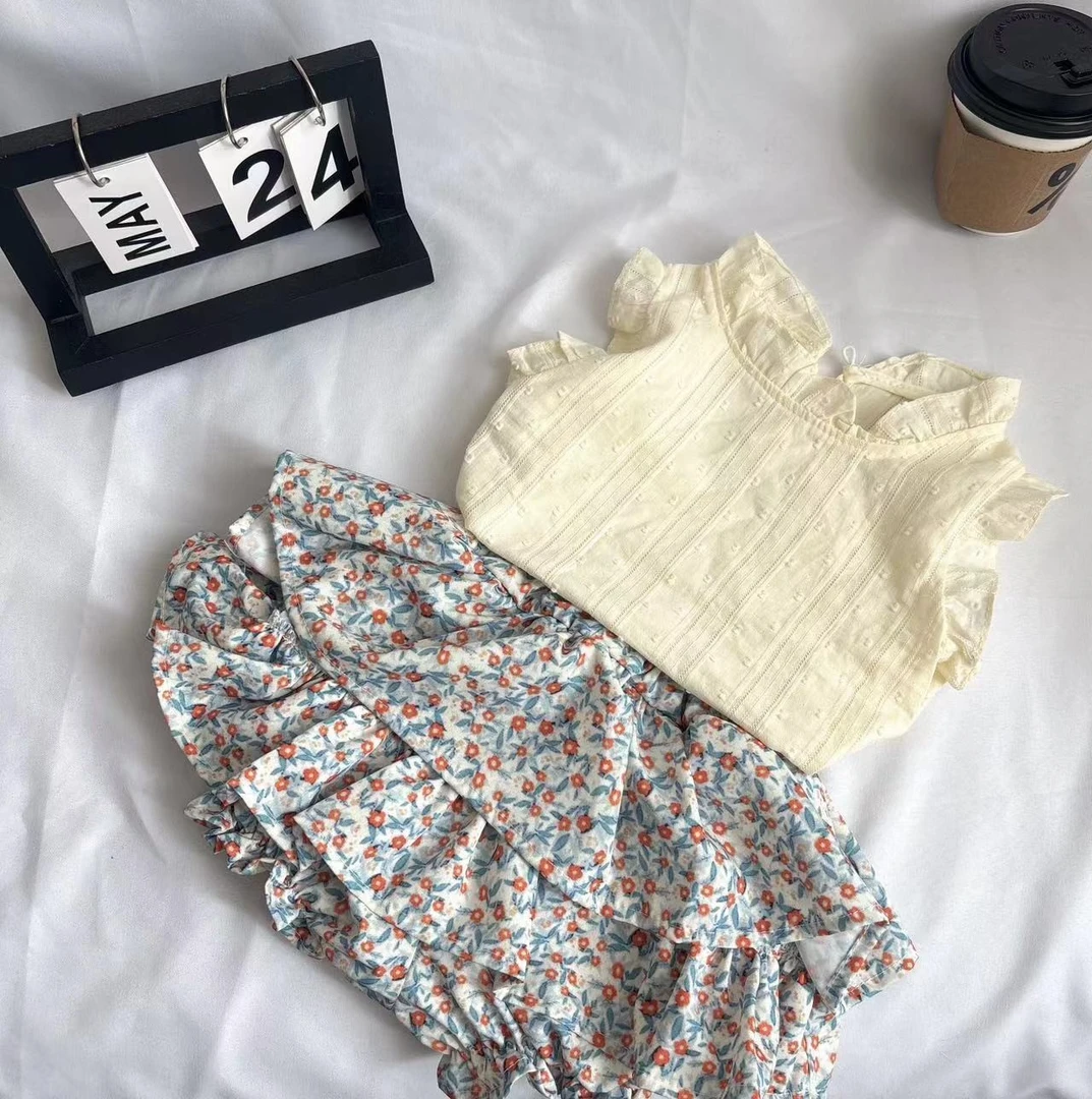 女小童裙裤套装夏款2025新款宝宝洋气夏装棉布女童时髦两件套夏季