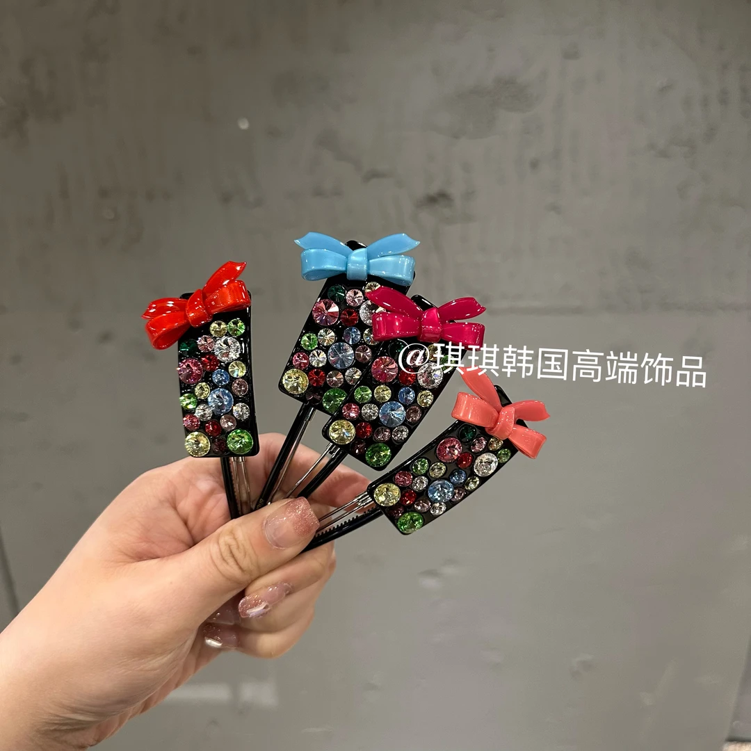 【琪琪】韩国轻奢阿兹娜AZNAVOUR树脂纯手工施方块蝴蝶结一字卡扣夹