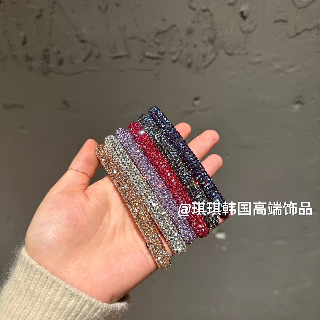 【琪琪上新】韩国轻奢重工施家摩卡满满炫彩一字弹簧夹气质法式简约