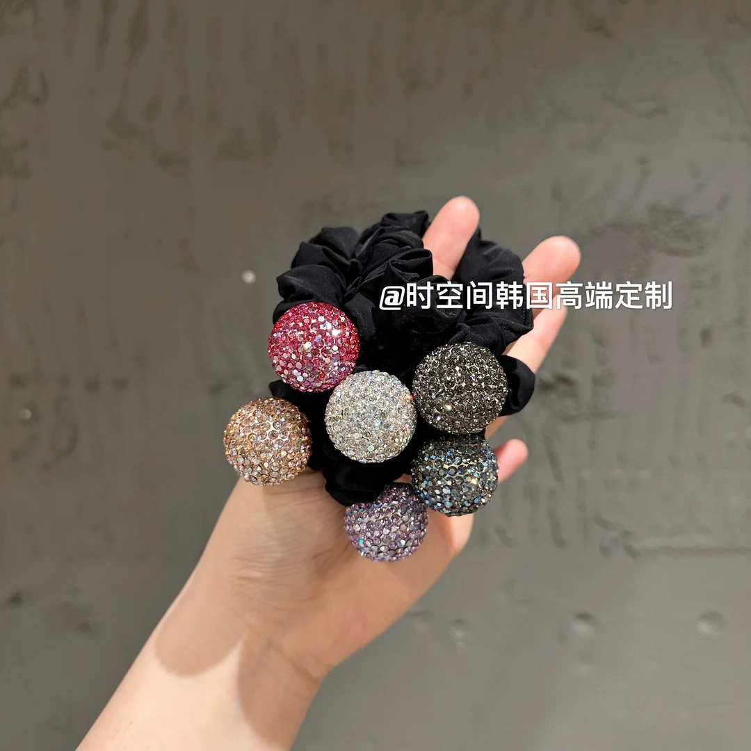 【时空间】韩国轻奢施家摩卡钻大灯泡圆球冰丝发圈高弹力高级定制款