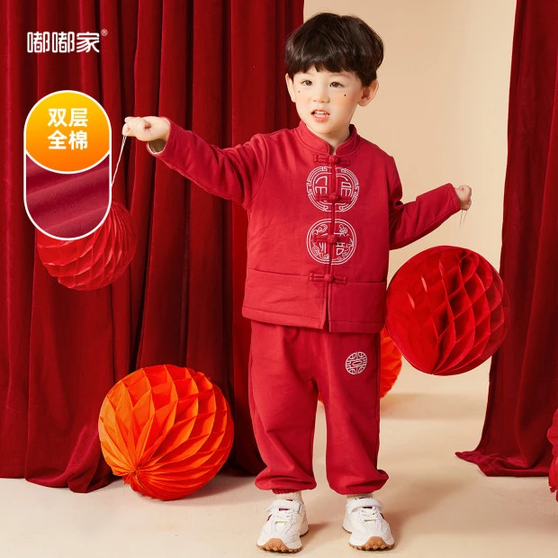【嘟嘟家品牌】【现货】宝宝中国风套装秋冬拜年服BGK359CCF110