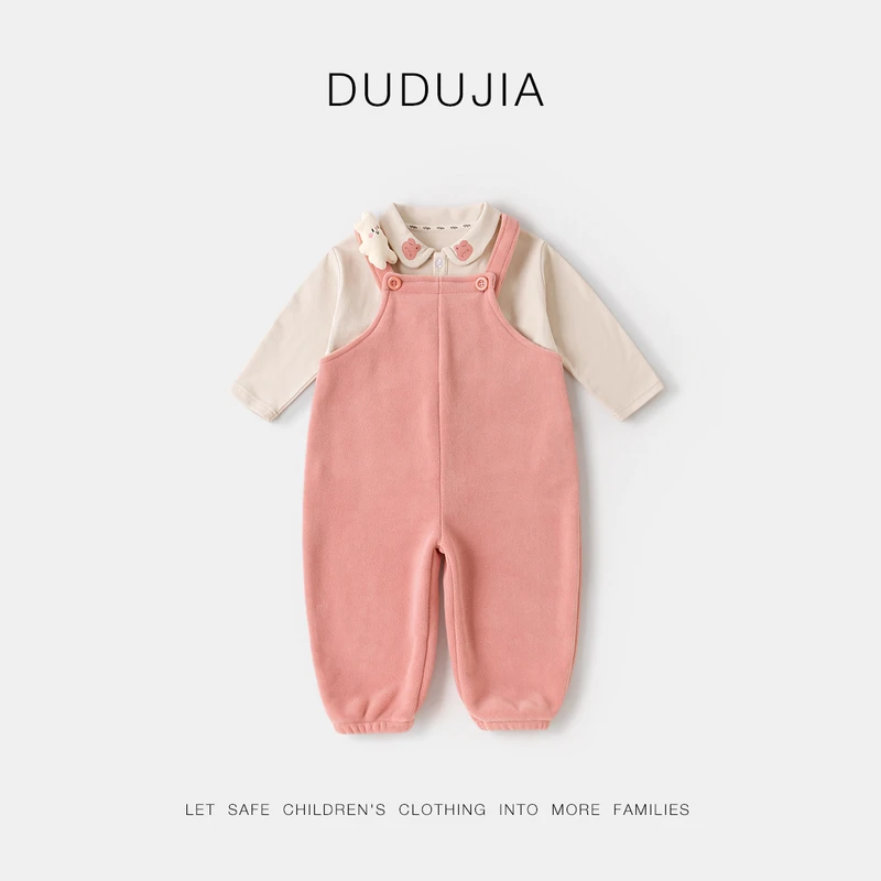 【卡通小熊】现货嘟嘟家婴幼儿新款秋季背带裤卡通可爱套装儿童衣服