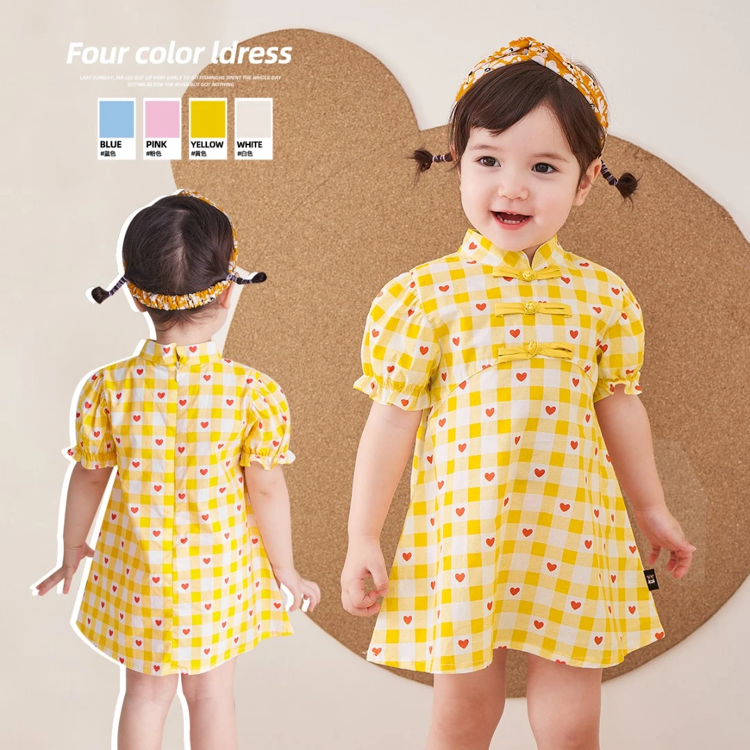 嘟嘟宝宝夏碎花长裙女童复古中国风儿童公主裙连衣裙BSB102BQZ061