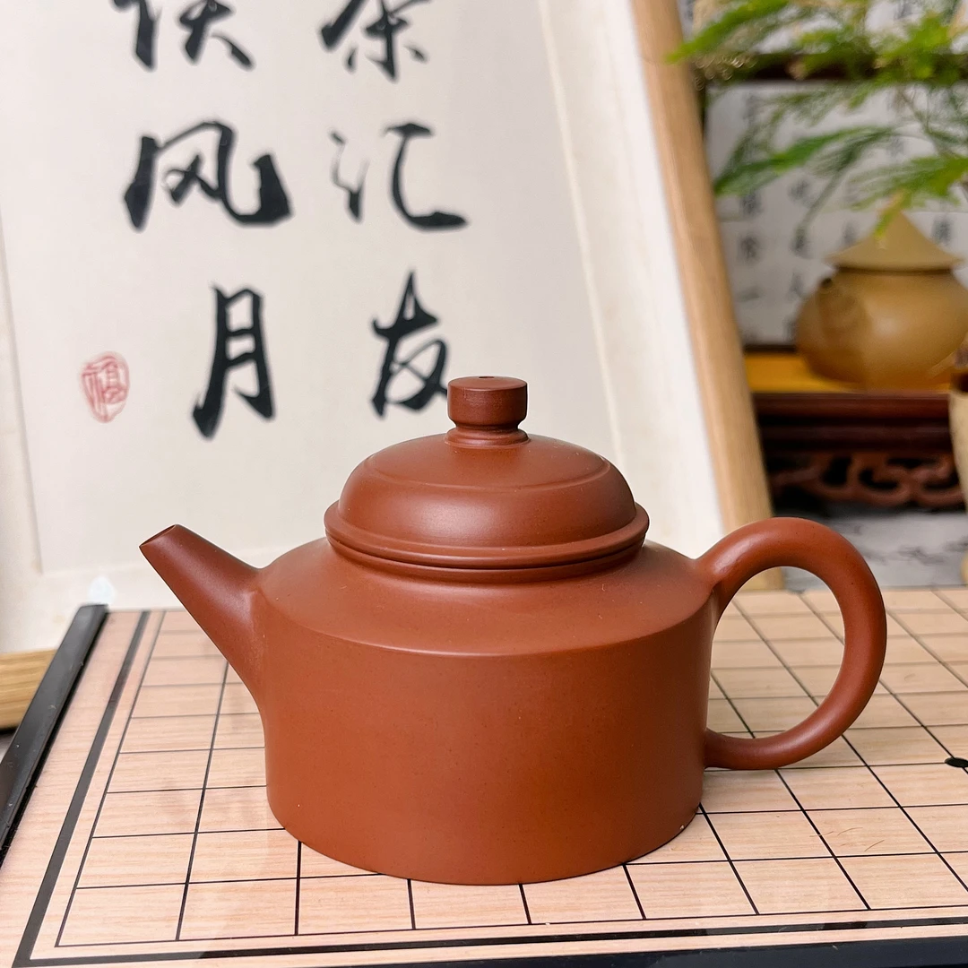 章茂才潮州手拉壶德钟工夫茶壶原矿朱泥全手工120c把玩红泥功夫茶
