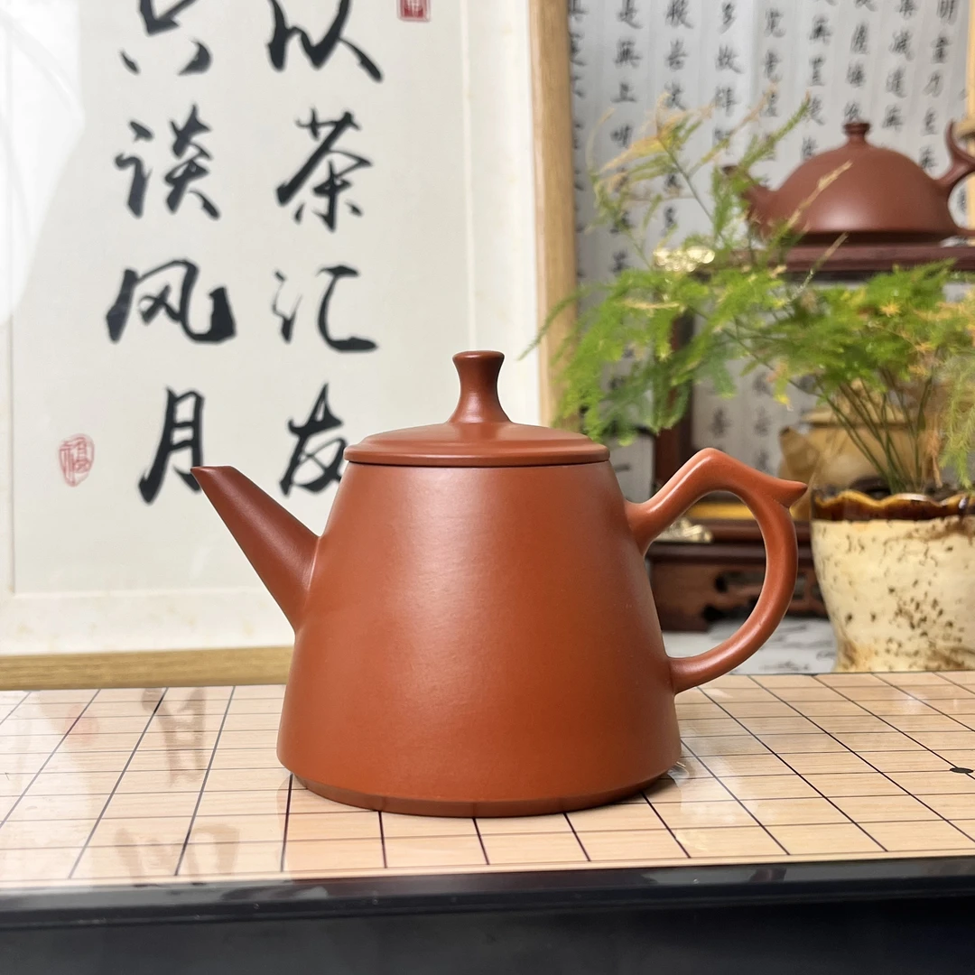 茶具手拉壶手制简约朱泥壶泡茶潮州原矿吉运壶直筒身大口投茶140c
