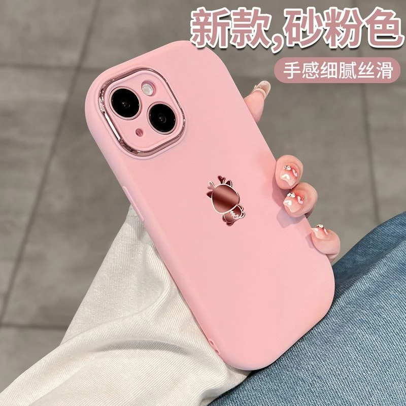 油画熊适用于苹果17手机壳防摔14promax全包15可爱粉卡通网红女16