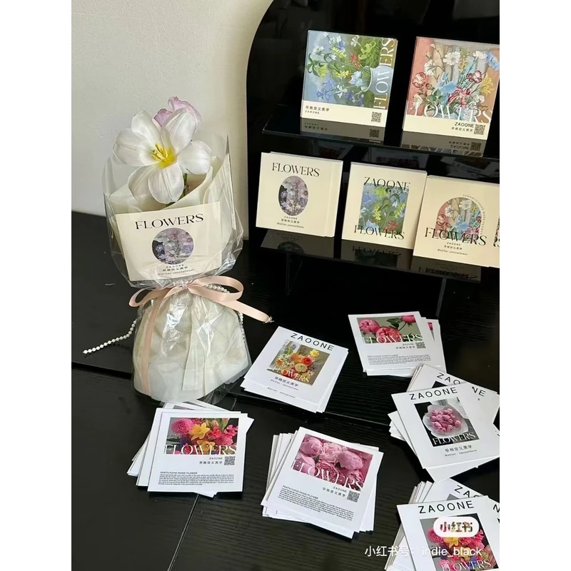 FLOWER植物花卉鲜花花束卡片新款网红祝福卡包花挂卡礼物贺卡