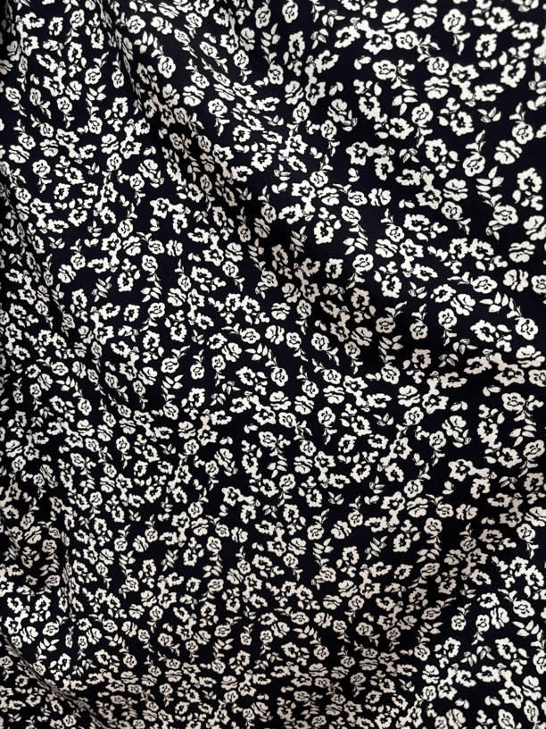 玉锦缎真丝缎黑底小花