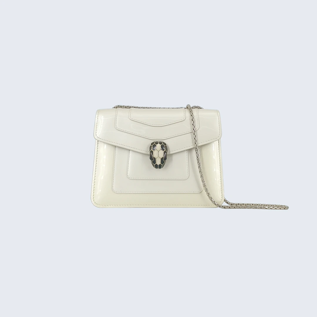 95新 BVLGARI/宝格丽 98新丨道道丨新款亮面白色小号链条包