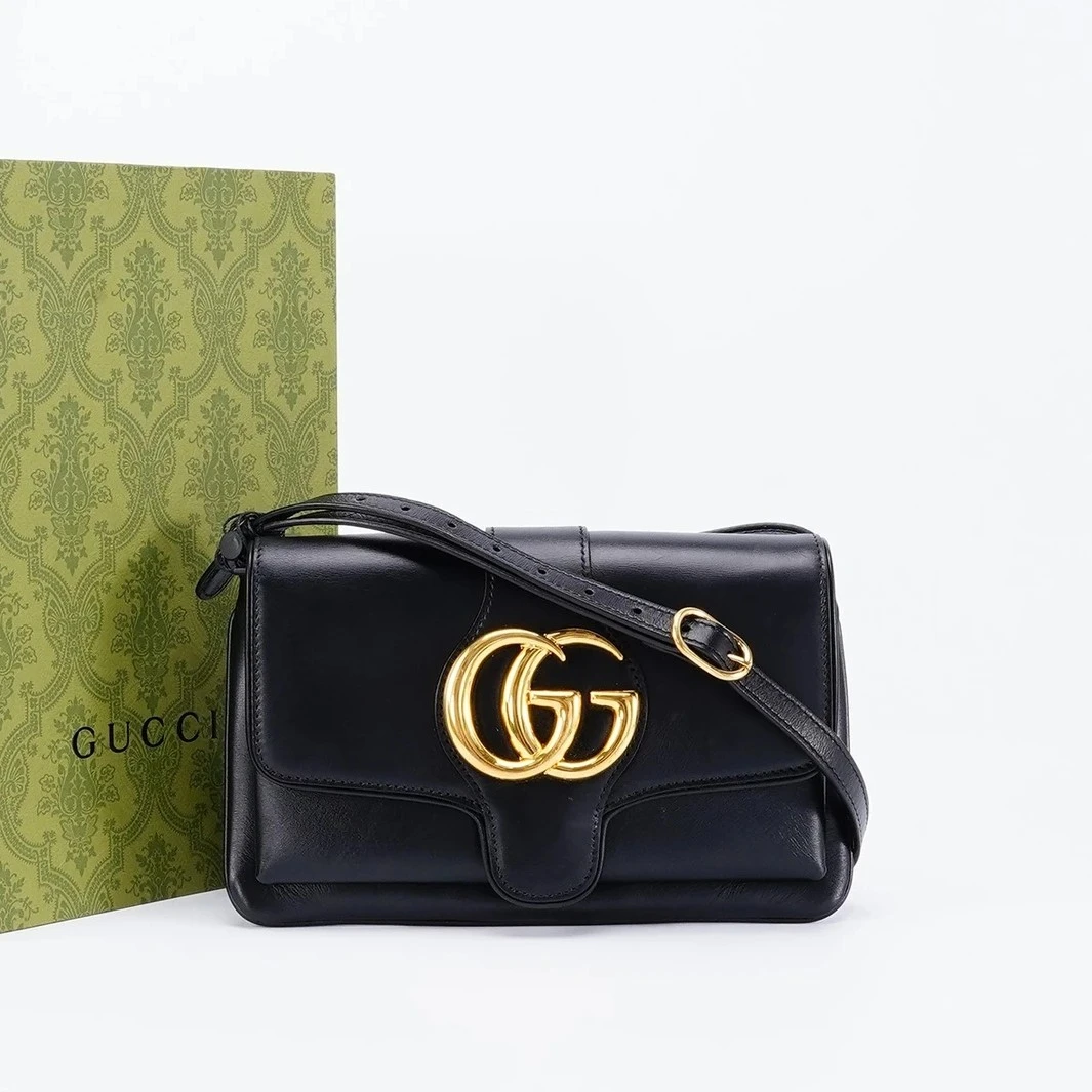 99新 GUCCI/古驰 98新丨道道丨黑金arli链条斜挎包
