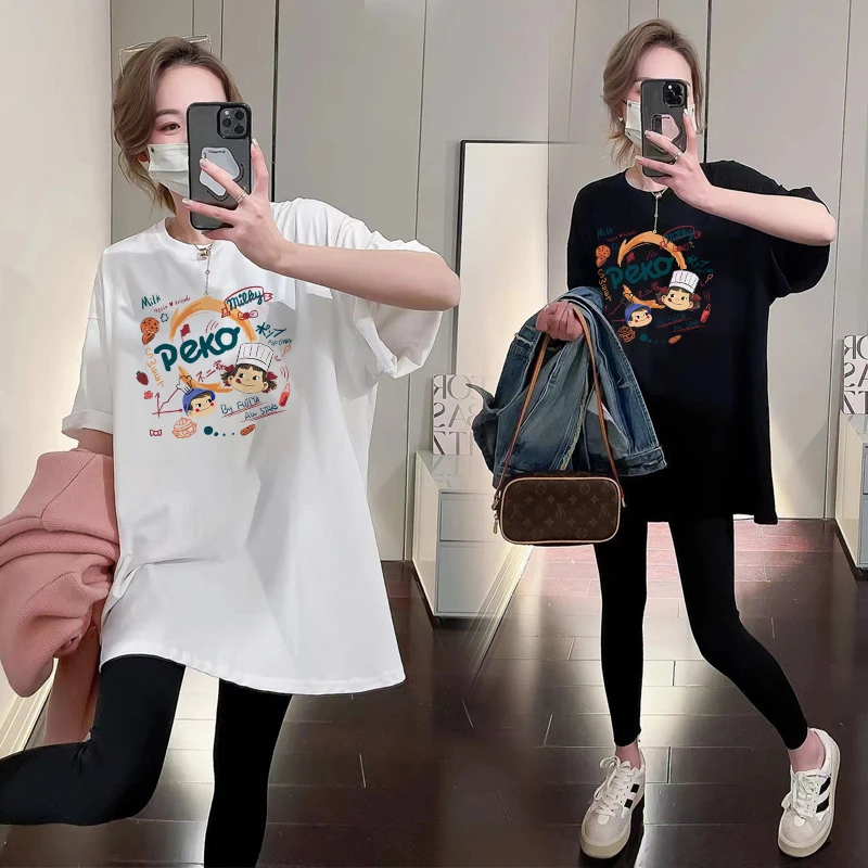 纯棉孕妇装夏季薄款短袖T恤中长款上衣夏装新款宽松休闲T恤百搭款