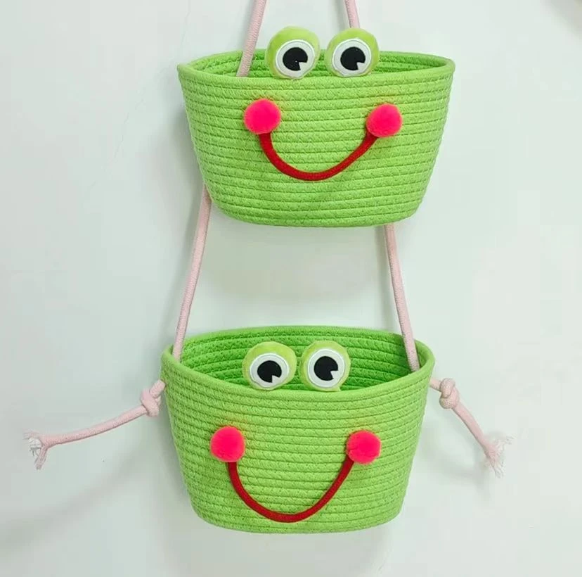 双层青蛙挂篮家用卡通双层收纳篮卧室进门小挂篮钥匙杂物收纳