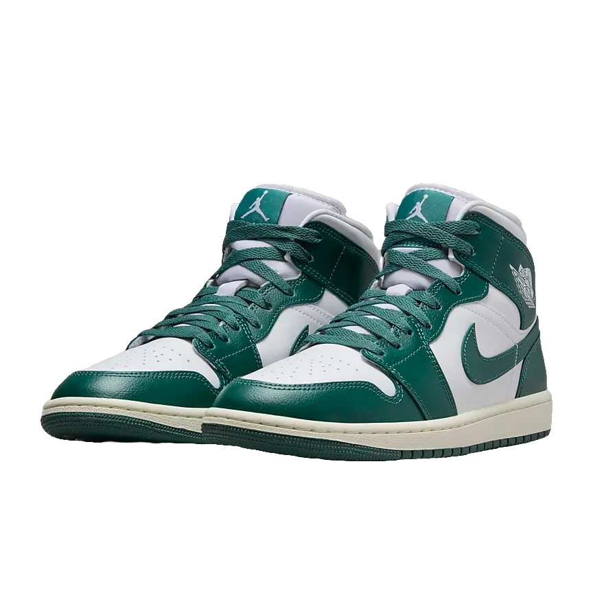 NIKE/耐克正品女款 AJ1中帮白绿色百搭复古休闲运动鞋-BQ6472-133