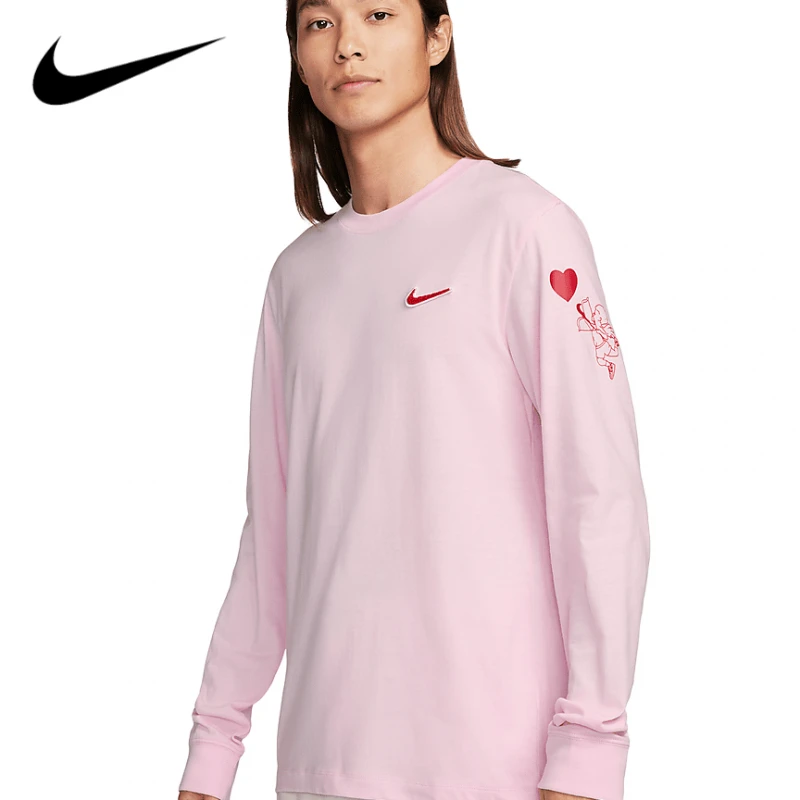 NIKE/耐克正品情人节专属限定女粉色印花休闲运动长袖-FV3994-663