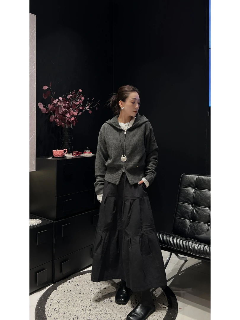 【洁BOSS】时髦双拉链新款针织外套显瘦上衣 8016