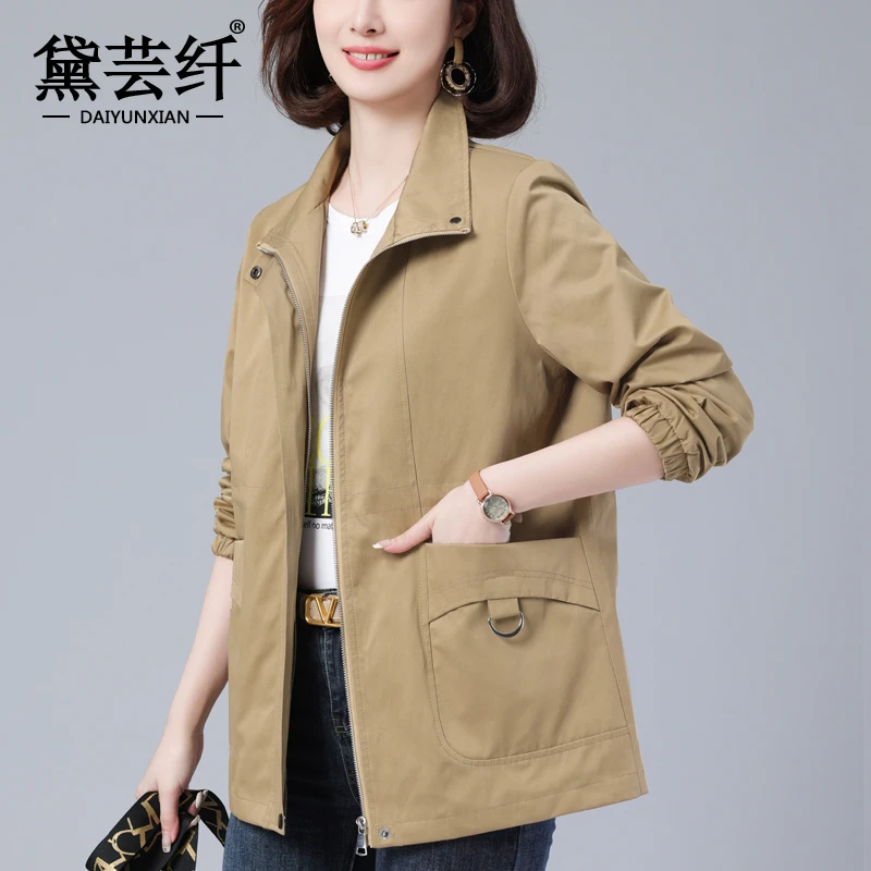 中老年妈妈短外套女2025年春秋新款大码宽松休闲显瘦时尚立领夹克