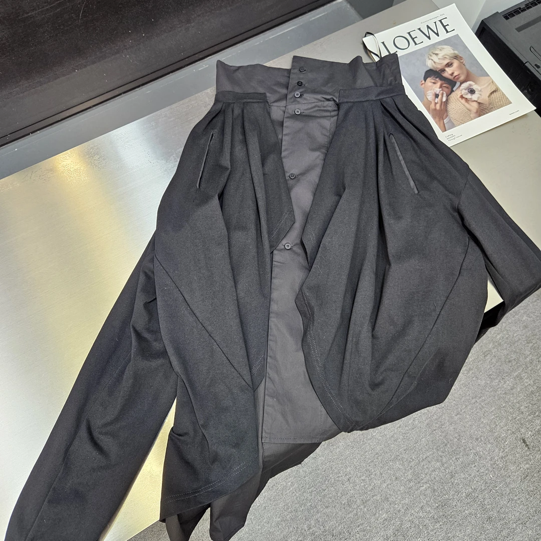 深圳南油原创设计时尚休闲百搭黑色设计师款衬衫or半裙