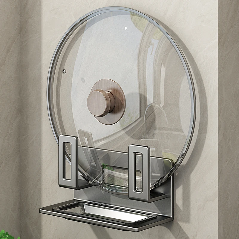 免打孔锅盖架厨房置物架壁挂式放菜板砧板多功能墙上收纳架厨房用