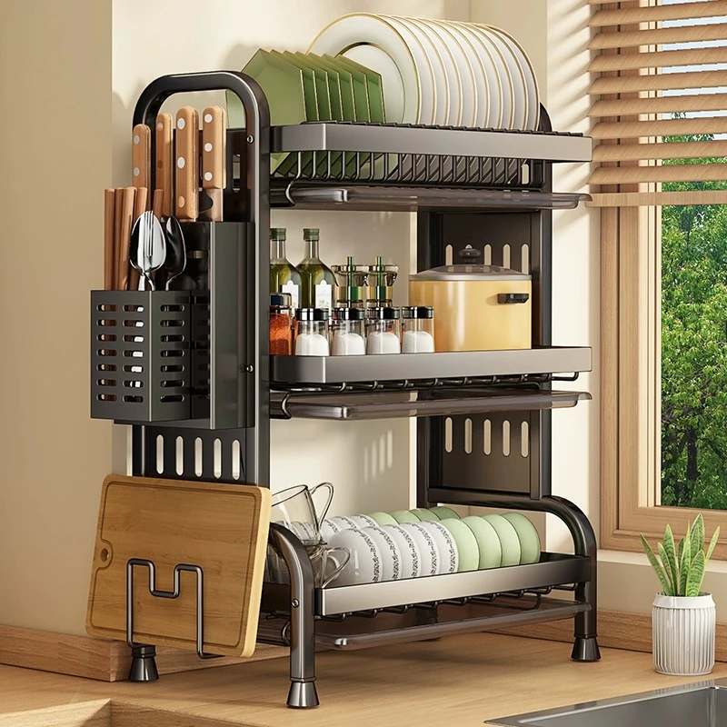 厨房碗架收纳架碗柜置物架家用多功能放碗盘碗筷碗碟沥水架盒