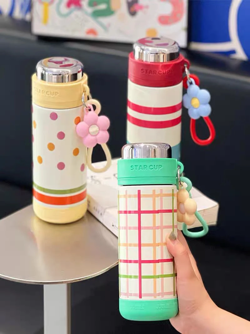 【新疆包邮】可爱多巴胺手提保温杯女生高颜值便携大容量学生水杯子