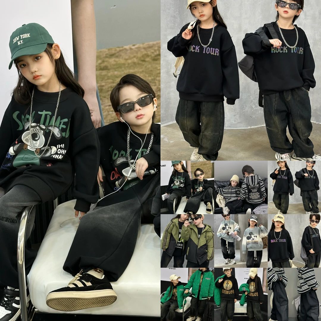 儿童冬款加绒加厚中大童韩版宽松百搭童装【大猪小猪童装】110-160