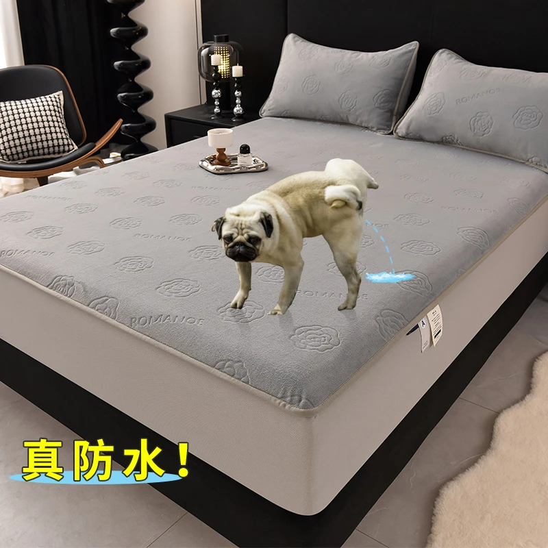 A类牛奶绒床笠隔尿tpu防水膜透气不闷防尘防脏床垫保护套