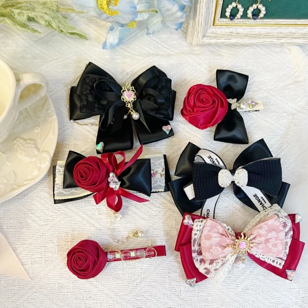 【亮灯牌到手4件，可选款】可爱公主发夹发饰小香风复古发卡丝绒