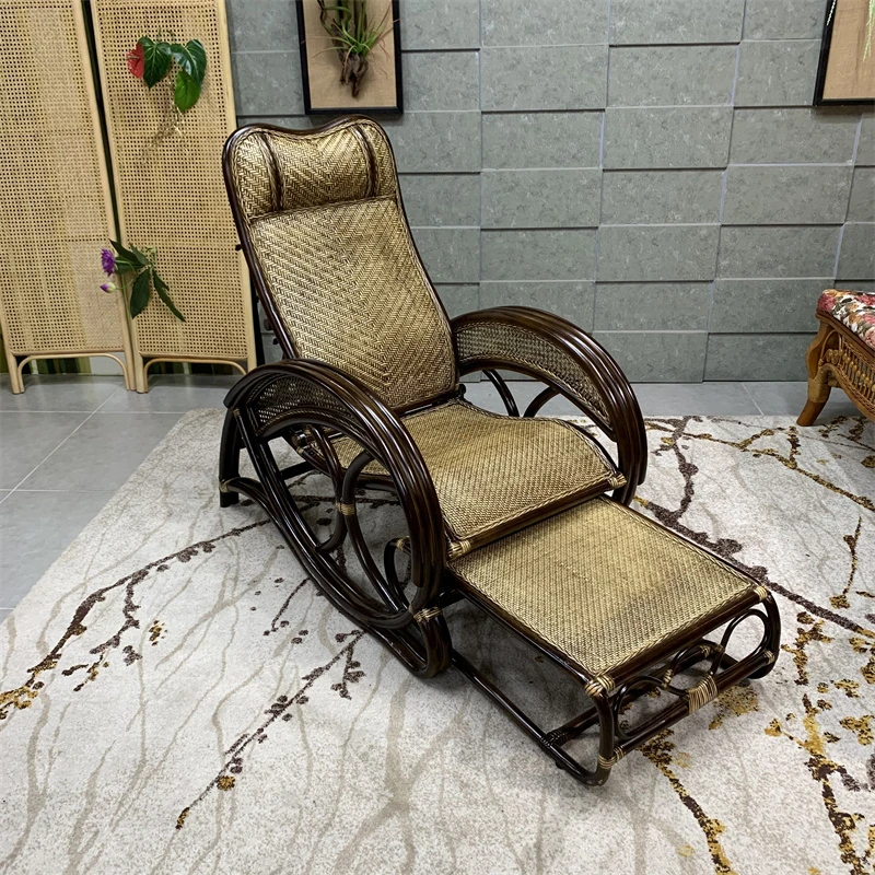 然真藤摇椅实木摇椅老式躺椅老人椅逍遥椅阳台懒人摇摇椅