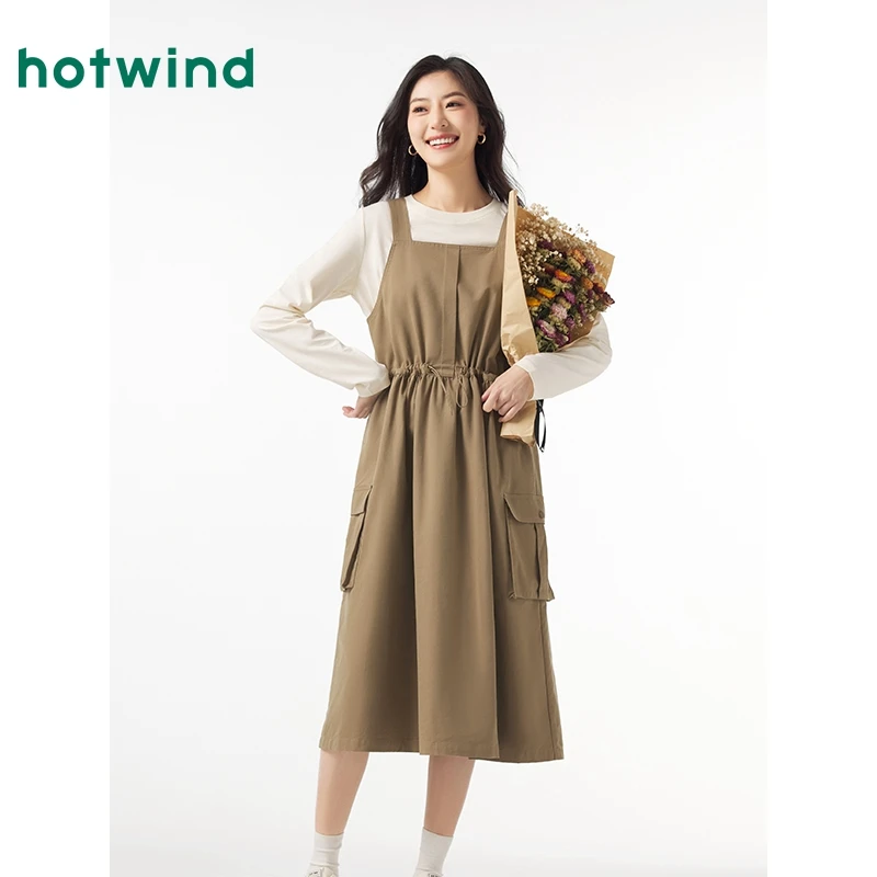 热风2024年秋季新款女士工装背带裙F19W4302