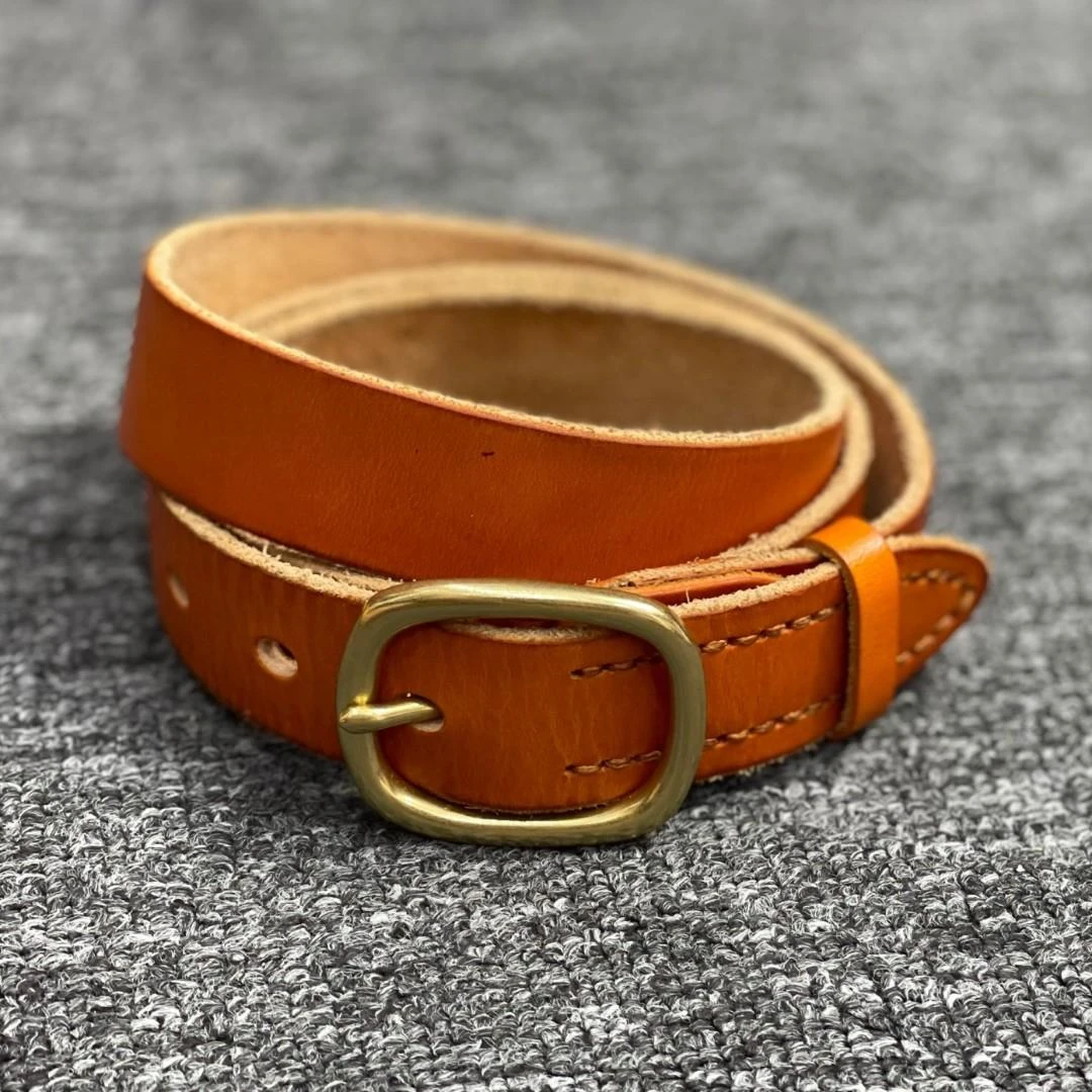 正正TUTU复古时尚休闲皮带双面女士金色针扣腰带黄色