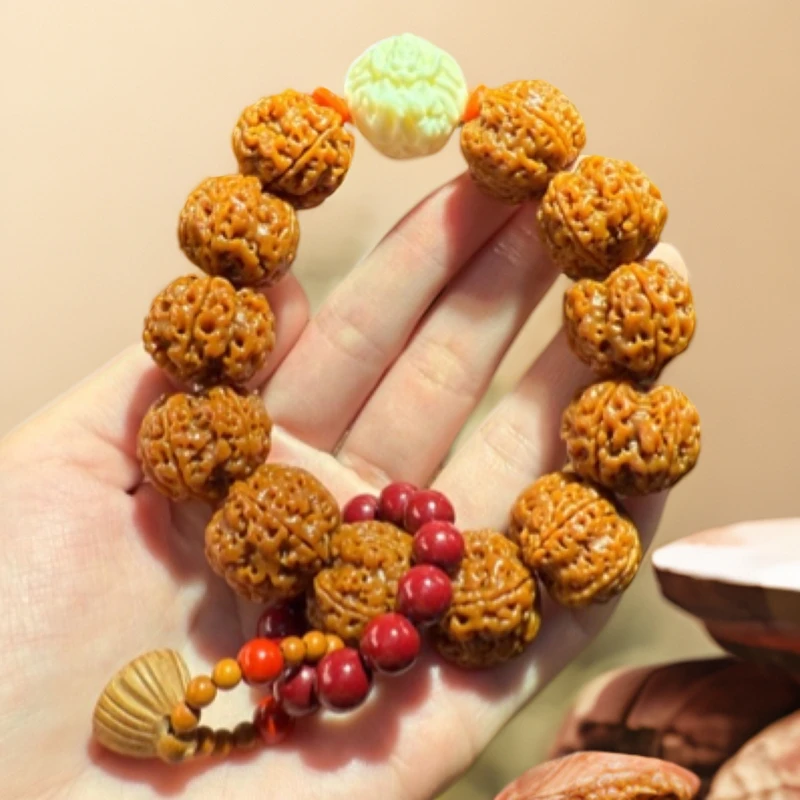 梅花粗筋满肉五瓣半玉华大金刚手串（龙红环）