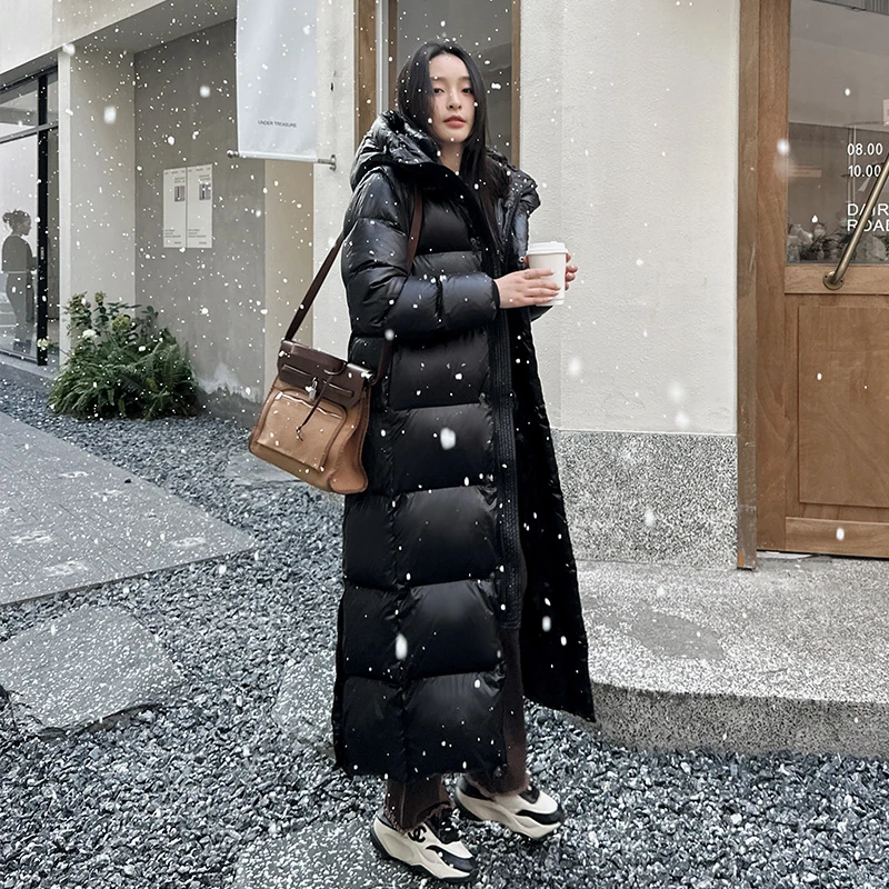 95白鹅绒羽绒服女超长过膝到脚踝2025冬新款加厚东北极寒加长外套