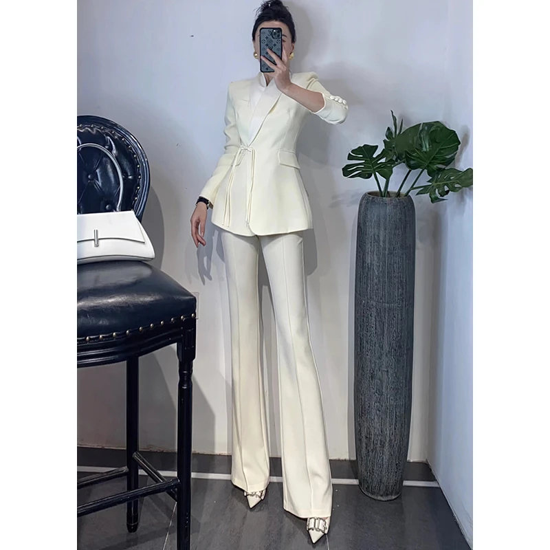 高端西服套装时尚显高职业轻熟风显瘦微喇叭名媛炸街国风西装套装