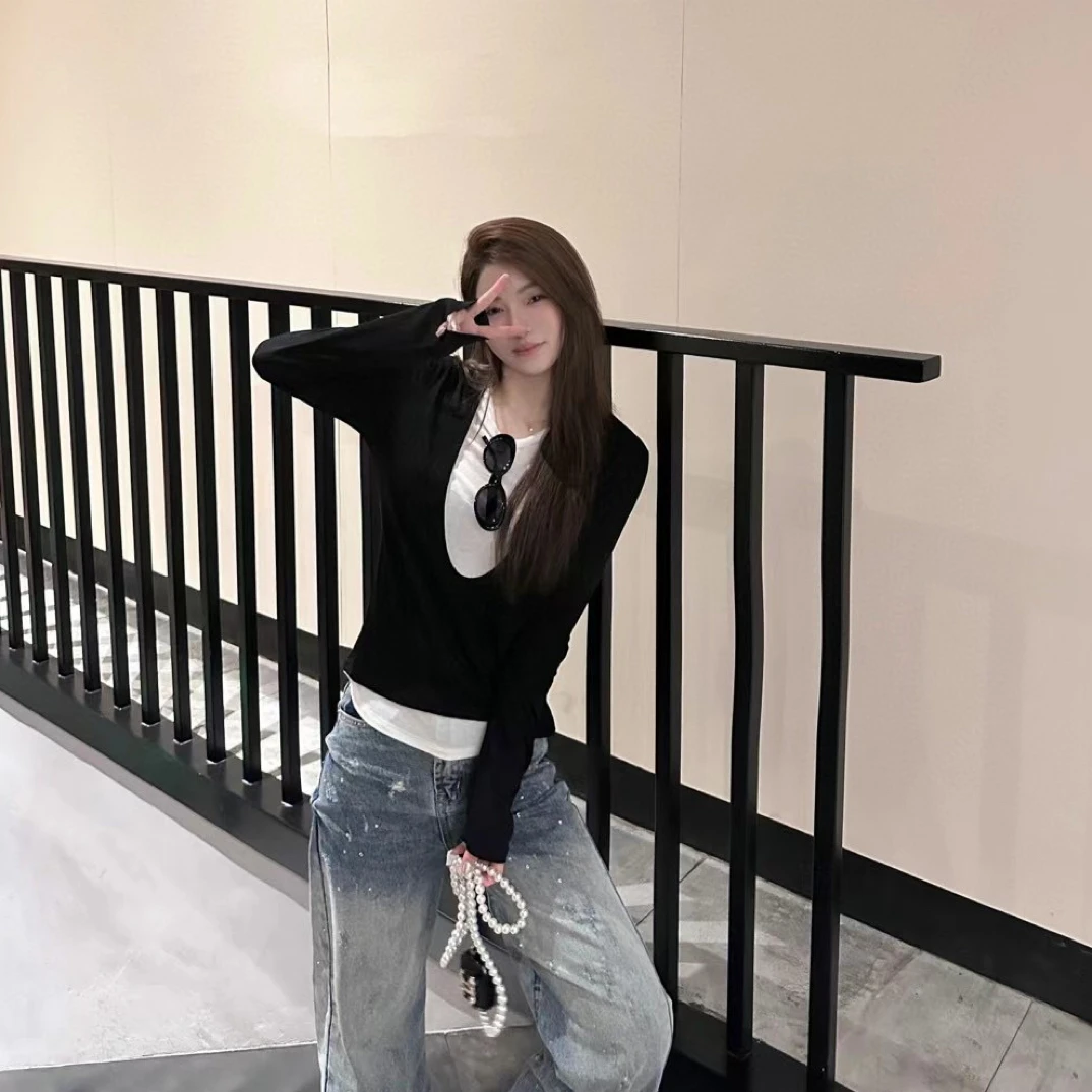 panakeera休闲ins假两件打底衫