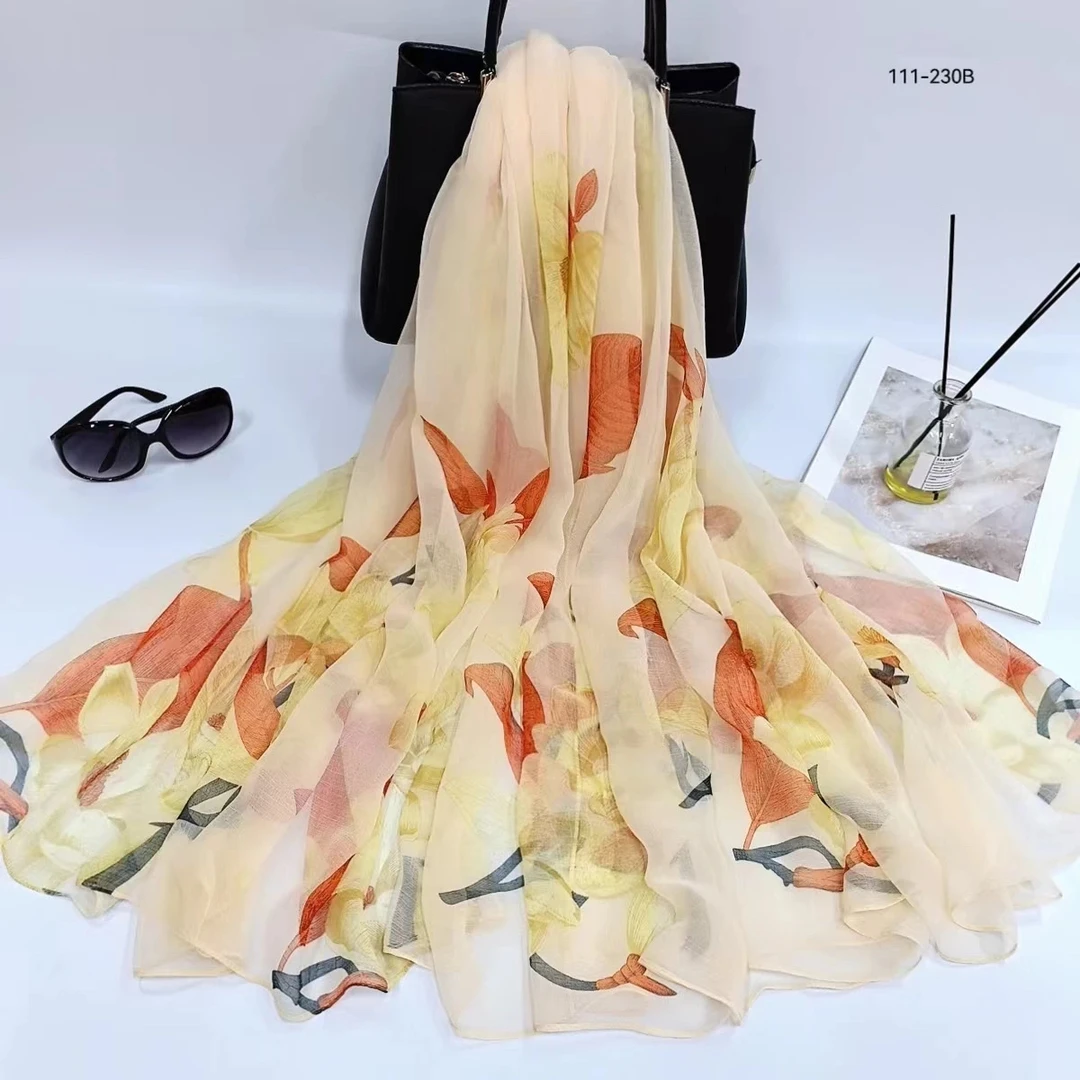 新款鳄鱼皱 百年好合大尺寸丝巾沙滩巾旅游防晒包头四季围巾