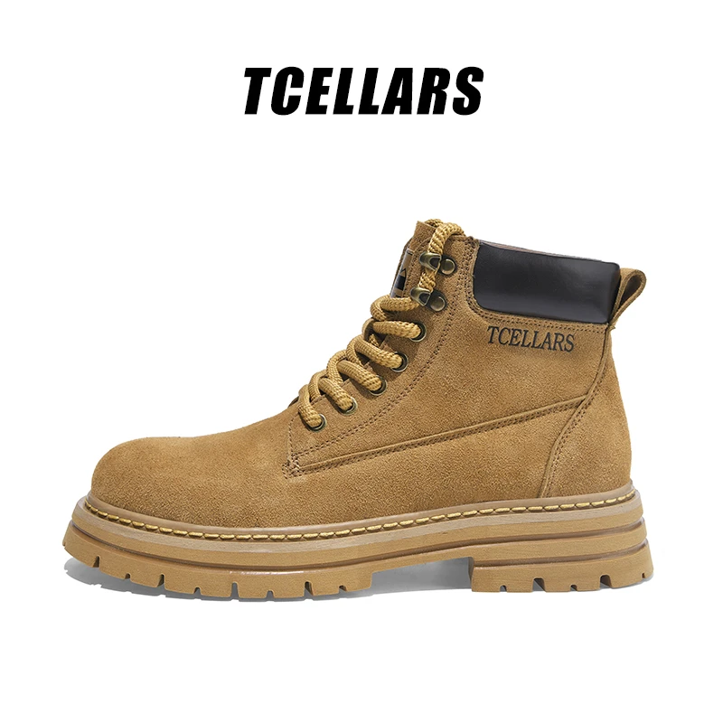 TCELLARS厚底马丁靴四季百搭英伦复古潮流工装靴高帮马丁靴枫叶黄