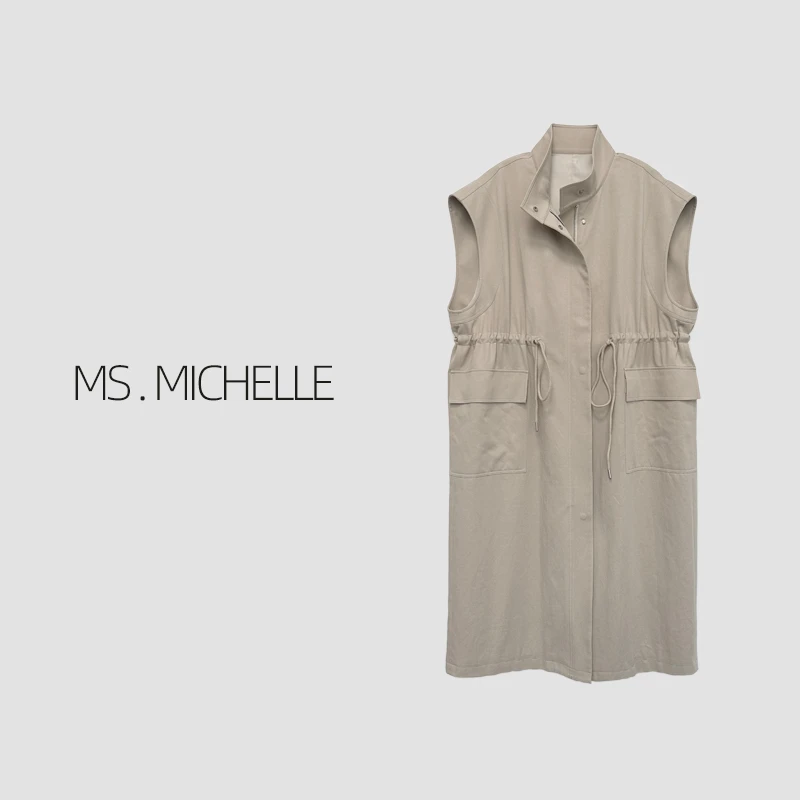 MS.MICHELLE 秋季新品 极简风小飞袖中长款宽松休闲风衣外套5068