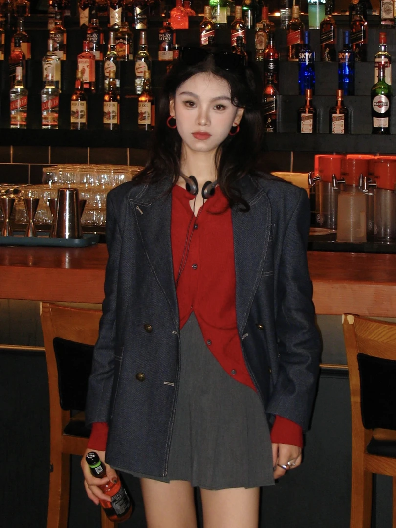 Zdenka｜【蓝调时刻】miu系高级简约时尚百搭丹宁牛仔西装外套