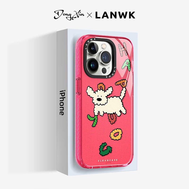 LANWK适用iPhone15promax手机壳苹果14pro防摔13创意保护快乐飞狗